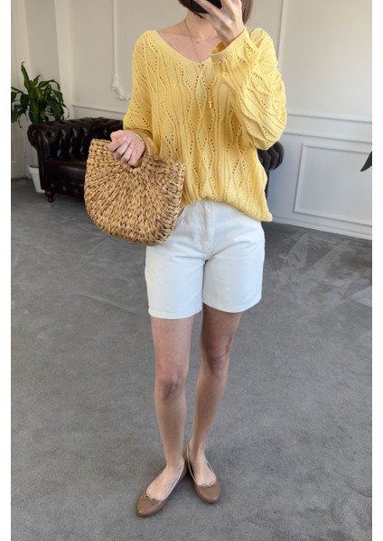 Regular Premium Denim Şort- Beyaz fırsatları