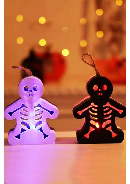 Cadılar Bayramı Halloween Işıklı Masa Süsü Iskelet Figür Siyah Beyaz modelleri