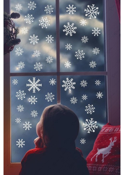 Kar Taneleri Sticker Seti - Tüm Yüzeylere Uygun Yeni Yıl Kış Temalı Kar Taneleri Yılbaşı Sticker fırsatları