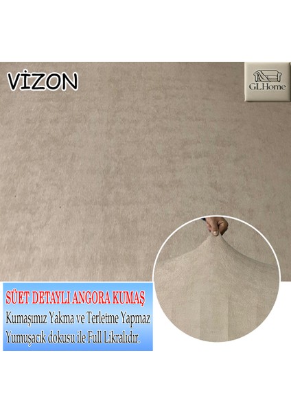 Süet Detaylı Angora Kumaş 3lü Komple Giydirme Kanepe & Çekyat, Bohem, Porto, Vb. Model Koltuk Kilifi