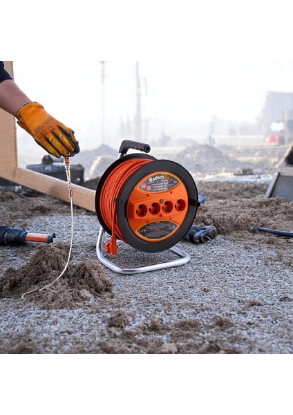 Seyyar Makaralı Cca Uzatma Kablosu 3x2.5 mm 40 Metre Termal Sigortalı Plastik 4 Prizli Monofaze fırsatları