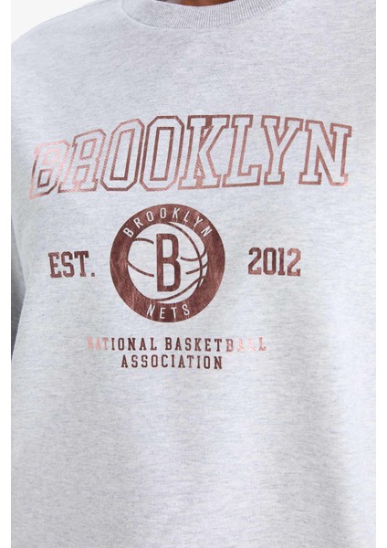 NBA Brooklyn Nets Bisiklet Yaka Sporcu Sweatshirt E8863AX25AU