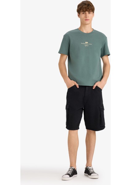 Boxy Fit Bisiklet Yaka Baskılı Kısa Kollu Tişört F8592AX25HS fiyatları