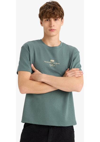 Boxy Fit Bisiklet Yaka Baskılı Kısa Kollu Tişört F8592AX25HS modelleri