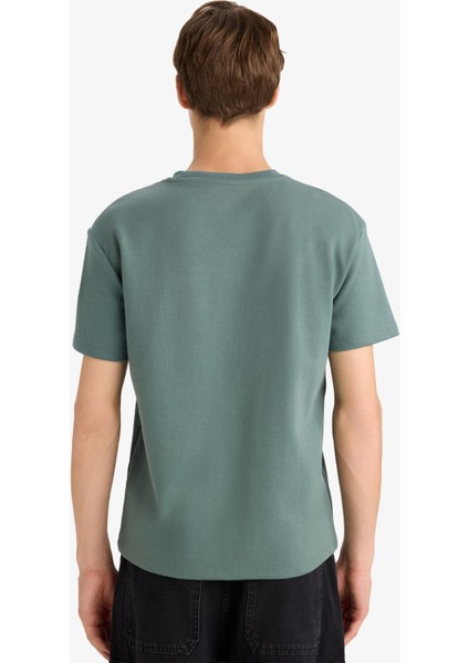 Boxy Fit Bisiklet Yaka Baskılı Kısa Kollu Tişört F8592AX25HS