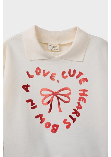 Kız Bebek 2'li Takım Baskılı İçi Yumuşak Tüylü Okul Sweatshirt Eşofman Altı F3744A525AU fırsatları