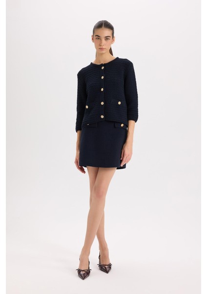 A Kesim Normal Bel Astarlı Tweed Mini Etek B0692AX24AU fiyatları