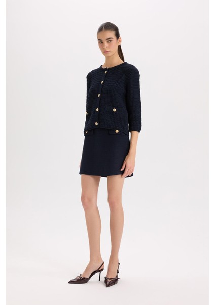 A Kesim Normal Bel Astarlı Tweed Mini Etek B0692AX24AU fırsatları