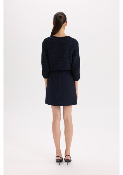 A Kesim Normal Bel Astarlı Tweed Mini Etek B0692AX24AU