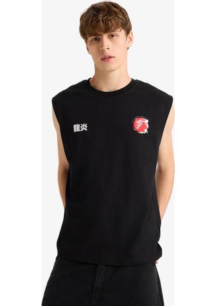 Boxy Fit Baskılı Bisiklet Yaka Atlet G0020AX25HS modelleri