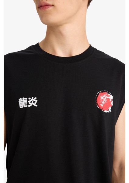 Boxy Fit Baskılı Bisiklet Yaka Atlet G0020AX25HS indirimleri