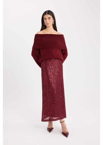 A Kesim Normal Bel Payetli Kumaş Maxi Etek E2440AX24WN modelleri