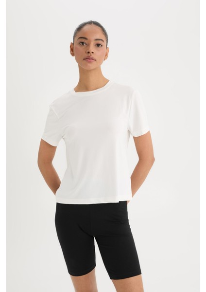 Standart Fit Bisiklet Yaka Sporcu Basic Düz Kısa Kollu Tişört D2296AX25SP