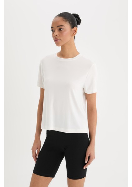 Standart Fit Bisiklet Yaka Sporcu Basic Düz Kısa Kollu Tişört D2296AX25SP