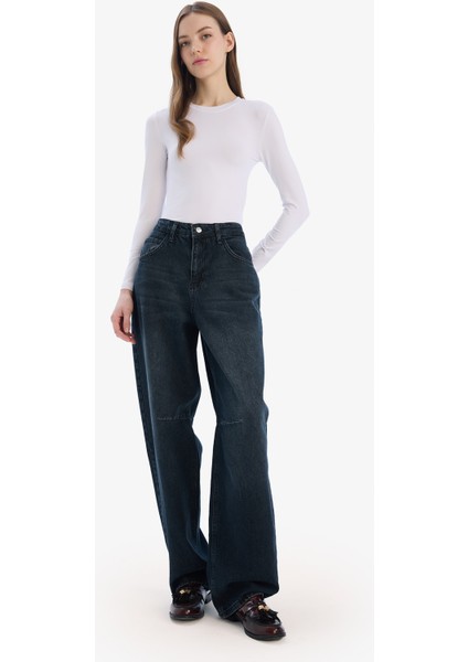 Fitted Bisiklet Yaka Basic Düz Uzun Kollu Tişört D0199AX25SP fiyatları