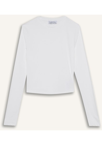 Fitted Bisiklet Yaka Basic Düz Uzun Kollu Tişört D0199AX25SP indirimleri