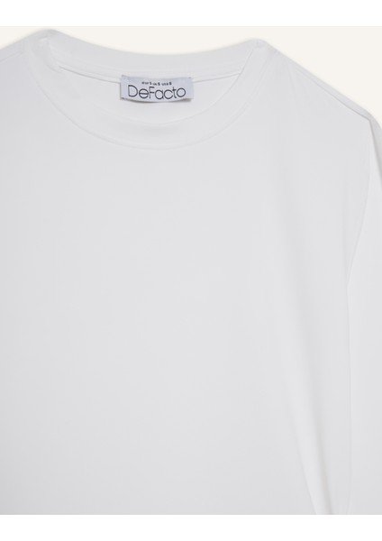 Fitted Bisiklet Yaka Basic Düz Uzun Kollu Tişört D0199AX25SP