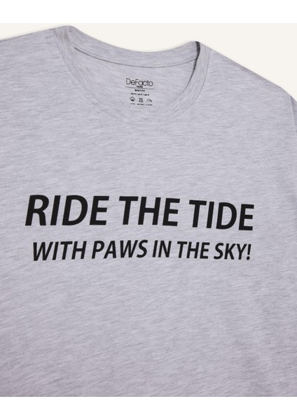 Boxy Fit Bisiklet Yaka Sırt Baskılı Kısa Kollu Tişört F4541AX25HS