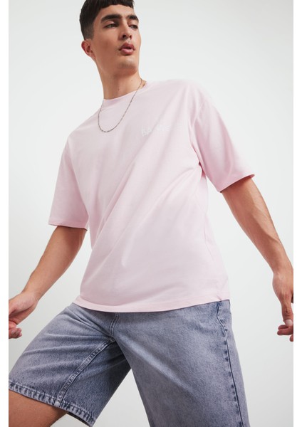 %100 Pamuk Loose Fit Rahat Kesim Bisiklet Yaka Baskılı Kısa Kollu Tişört F5732AX25AU modelleri