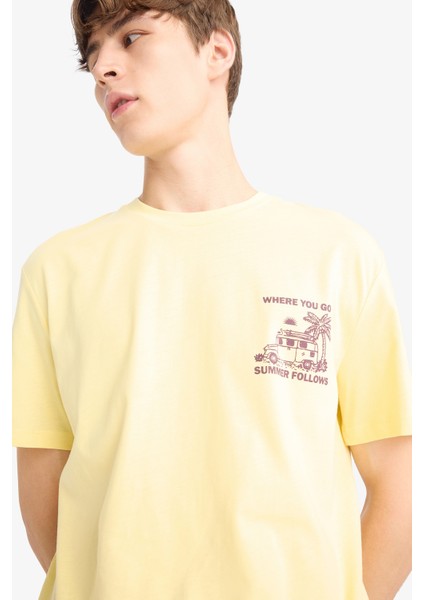 Regular Fit Bisiklet Yaka Baskılı Kısa Kollu Tişört F8542AX25HS fırsatları