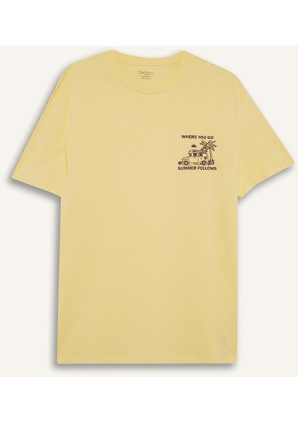 Regular Fit Bisiklet Yaka Baskılı Kısa Kollu Tişört F8542AX25HS