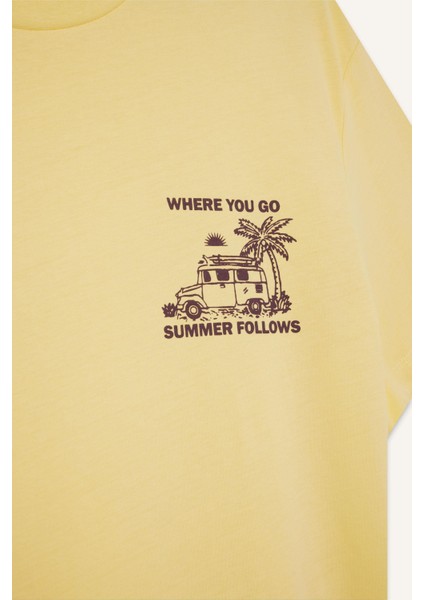 Regular Fit Bisiklet Yaka Baskılı Kısa Kollu Tişört F8542AX25HS