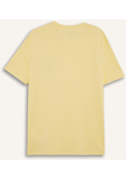 Regular Fit Bisiklet Yaka Baskılı Kısa Kollu Tişört F8542AX25HS