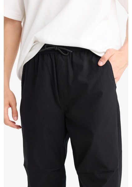 %100 Pamuk Wide Leg Beli Bağcıklı Lastikli Paraşüt Jogger Pantolon E8729AX25AU indirimleri