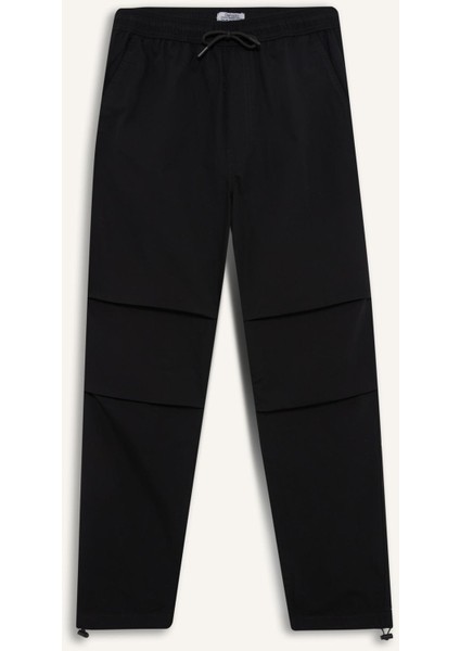 %100 Pamuk Wide Leg Beli Bağcıklı Lastikli Paraşüt Jogger Pantolon E8729AX25AU