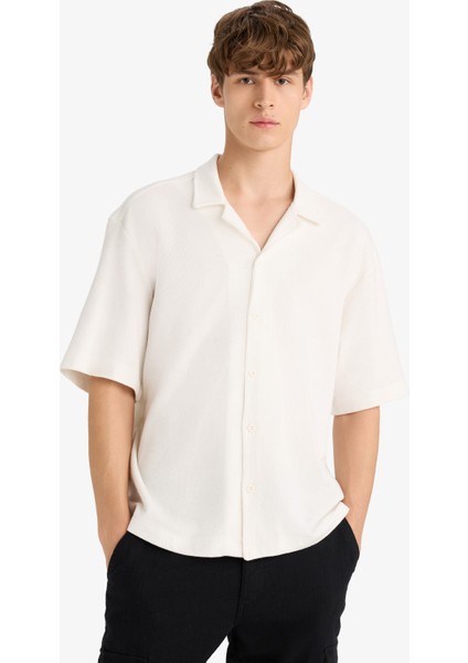 Relax Fit Apaş Yaka Yazlık Kısa Kollu Gömlek D7313AX25SP fiyatları