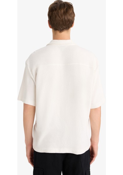 Relax Fit Apaş Yaka Yazlık Kısa Kollu Gömlek D7313AX25SP