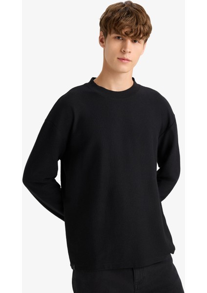 Boxy Fit Rahat Kesim Bisiklet Yaka Yumuşak Kumaş Basic Düz Sweatshirt F4642AX25AU modelleri