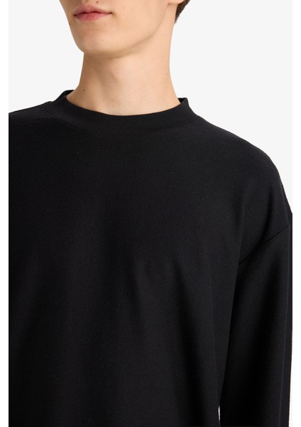 Boxy Fit Rahat Kesim Bisiklet Yaka Yumuşak Kumaş Basic Düz Sweatshirt F4642AX25AU indirimleri