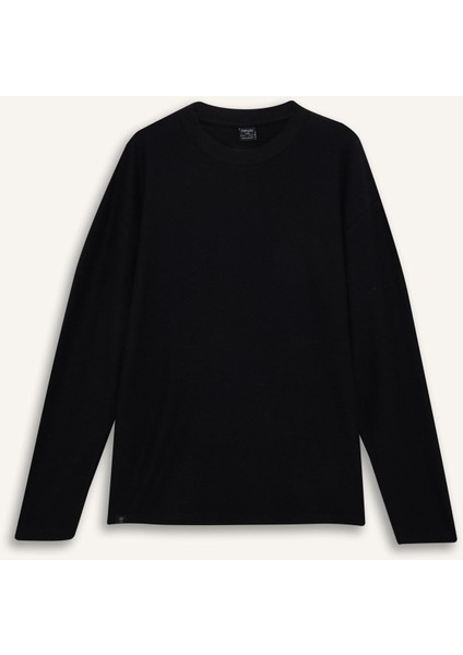 Boxy Fit Rahat Kesim Bisiklet Yaka Yumuşak Kumaş Basic Düz Sweatshirt F4642AX25AU