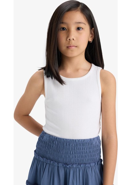 Kız Çocuk Bisiklet Yaka Basic Düz Atlet Z7815A625HS