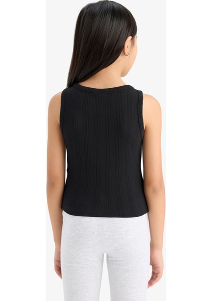 Kız Çocuk Bisiklet Yaka Basic Düz Atlet Z7815A625HS