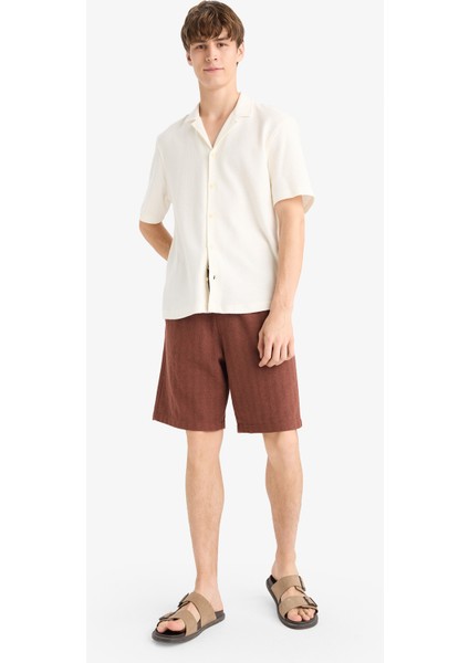 Regular Fit Jakarlı Bermuda Şort E0807AX25SM fiyatları