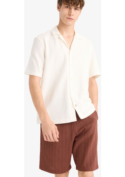 Regular Fit Jakarlı Bermuda Şort E0807AX25SM fırsatları