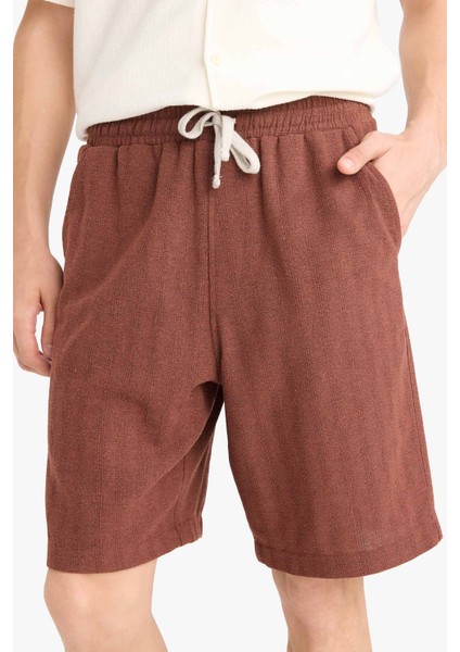 Regular Fit Jakarlı Bermuda Şort E0807AX25SM