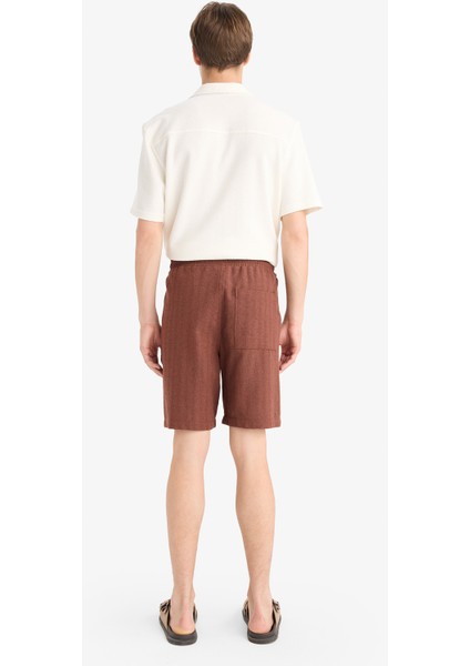 Regular Fit Jakarlı Bermuda Şort E0807AX25SM