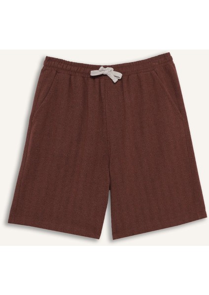 Regular Fit Jakarlı Bermuda Şort E0807AX25SM