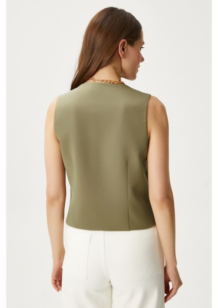 Kadın Style Açık Haki Astarlı Dokuma Yelek fırsatları