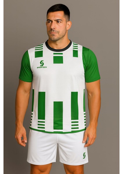 Beyaz-Yeşil Forma Takımı K0134 Unisex Tasarım Kişiye Özel İsim ve Numara Yazdırma