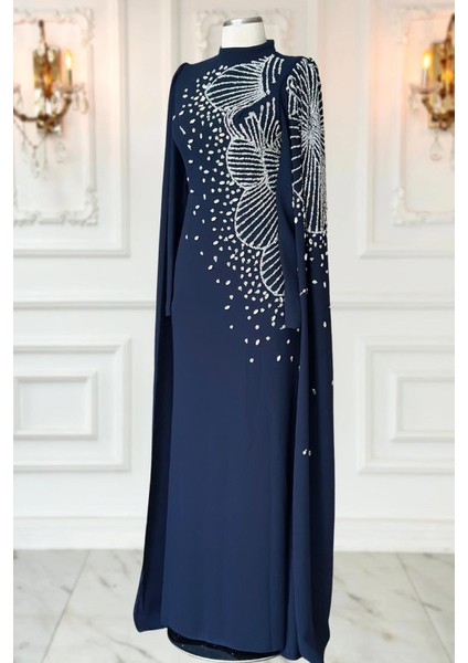 Hüsna Abiye Elbise Lacivert modelleri