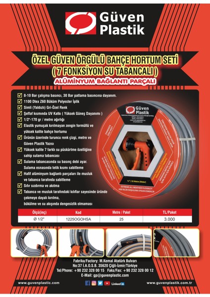Örgülü Bahçe Hortum Seti