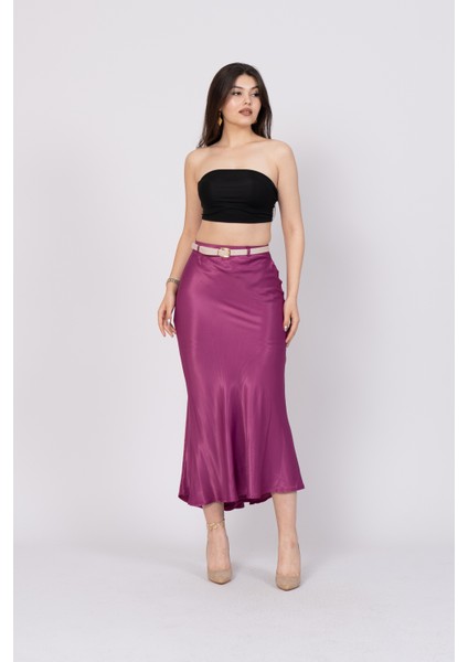 Kemerli ve Beli Lastikli Verev Saten Etek 6791 modelleri