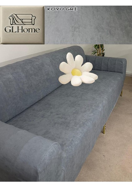 Süet Detaylı Angora Kumaş 3lü Komple Giydirme Kanepe & Çekyat, Bohem, Porto, Vb. Model Koltuk Kilifi modelleri