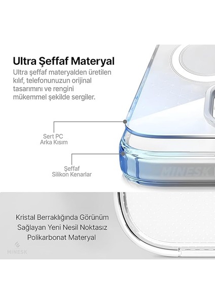 iPhone 13 Için Magsafe ile Uyumlu Şeffaf Kılıf Kristal Berraklığında Materyal Polikarbonat Arka Kısım ve Silikon Kenarlar Wireless Kablosuz Şarj Destekli Kılıf Kapak fiyatları