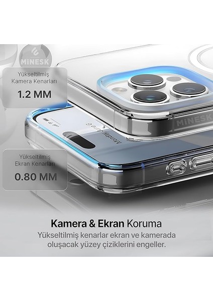 iPhone 13 Için Magsafe ile Uyumlu Şeffaf Kılıf Kristal Berraklığında Materyal Polikarbonat Arka Kısım ve Silikon Kenarlar Wireless Kablosuz Şarj Destekli Kılıf Kapak modelleri