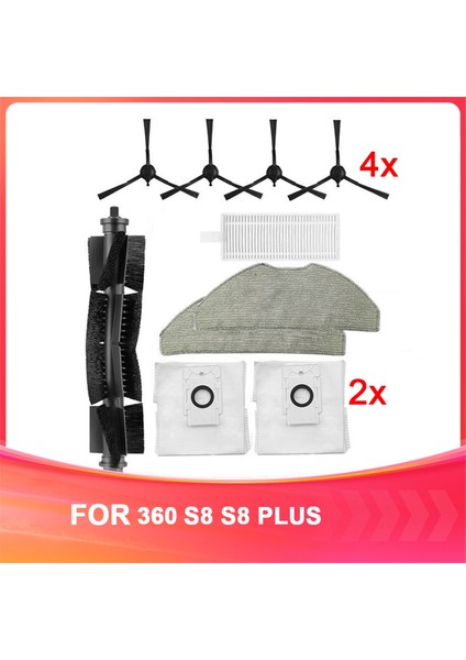 360 Robot Süpürge Aksesuarları S8 S8PLUS Ana Fırça Yan Fırça Filtre Paspas (Yurt Dışından)